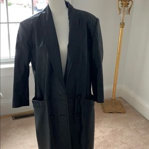 Ladies long black leather coat💃